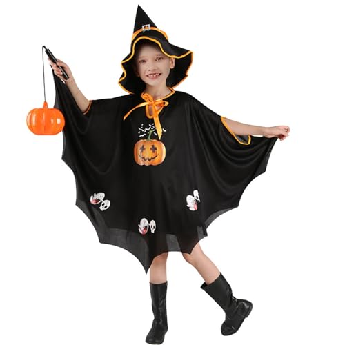 YWBleked Halloween Kostüme Halloween Umhang und Hut | Kostüme Hexenumhang Hexenumhang mit Hut Kostüm Requisiten für Kinder Cosplay Outfit Wir Alle Sind Tote (Black, One Size) von YWBleked