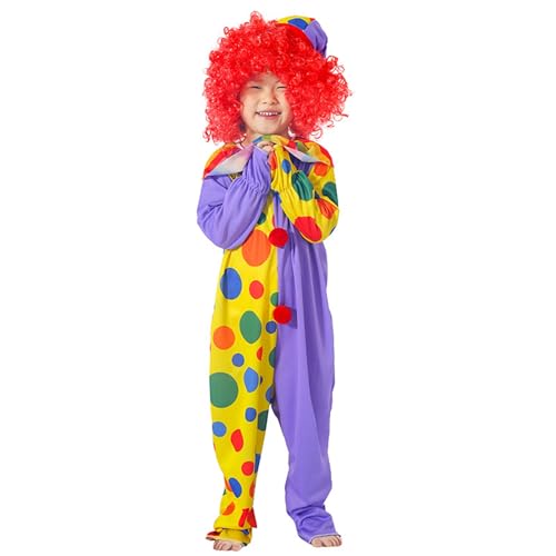 YWBleked Halloween-Kostüme Mädchen Jungen Clown Kostüm für Kinder lustige Zirkus Kostüm Cosplay Dress Up Cosplay-Kostüm Für Herren (Purple, 100) von YWBleked