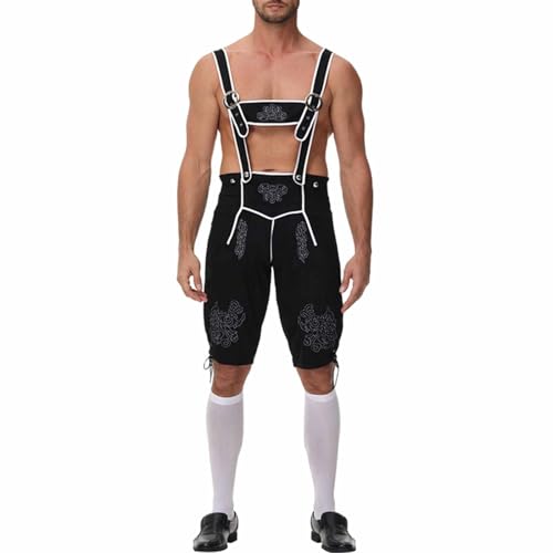 YWBleked Halloween Kostüme Ritter Kostüme Deutscher Oktoberfest-Overall für Herren Anime Cosplay Für Damenkostüme (Black, XL) von YWBleked