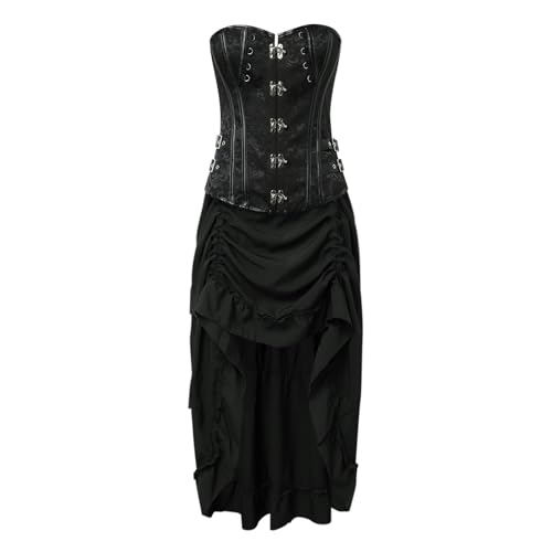 YWBleked Halloween Kostume Damen European Court Korsett Braun Split Suit Shapewear Krankenschwester Freude Cosplay Kostüm (Black, M) von YWBleked