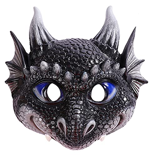 YWBleked Halloween MaskeMaske Kostüm Drachenparty Drachenmaske Halloween Cosplay Kind Kindermaske Maske Accessoire (Black, One Size) von YWBleked
