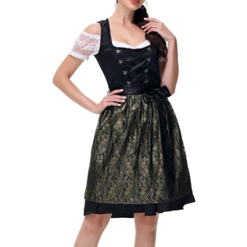 YWBleked Halloween umhang Set für Damen Damen Oktoberfest Dirndl Kleid Traditionelles Deutsches Bierfest Kostüm Kitana-Cosplay-Kostüm (Black, S) von YWBleked