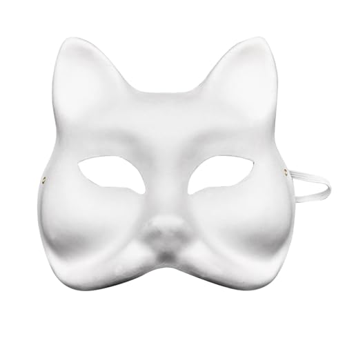 YWBleked Haloween MaskenDIY Halloween für Kinder Erwachsene weißes Tier handbemaltes Gesicht Tier Party Cosplay Kostüm 10 Stück ein Set Pigmentstifte 3ml Verkleidung (White, 18X17. 5CM) von YWBleked