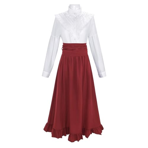 YWBleked Hellowin Kostüme Damenkleid, klassisches zweiteiliges Kleid für Cosplay, historische Ereignisse, elegantes Kostüm Mandalorianisches Kostüm Männer Cosplay (Red, S) von YWBleked