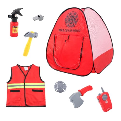 YWBleked Hellowin Kostüme Feuerwehrmann Kostüm für Kinder Chef Cosplay Rollenspiel Spielzeug Zubehör Mandalorianisches Helm Cosplay Kostüm (Red, One Size) von YWBleked