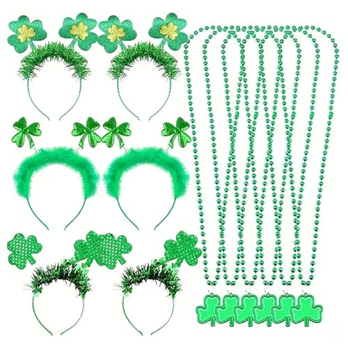 YWBleked Herren Halloween Kostüm 12 teiliges St. Patrick's Day Party Set, grüne Stirnbänder, Brillen mit Motiv Neferpitou Cosplay Kostüm (Light Green, One Size) von YWBleked