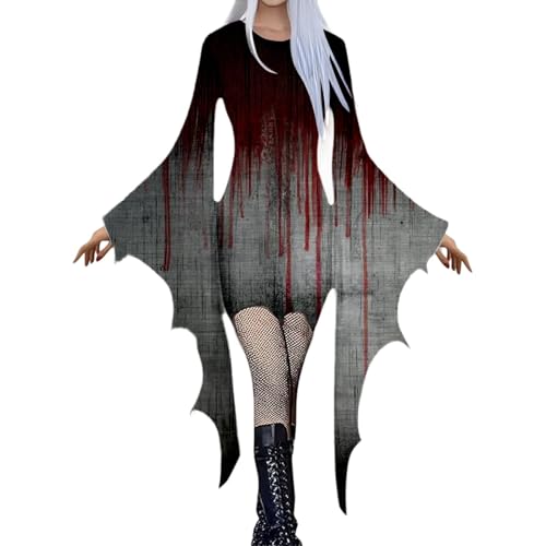 YWBleked Hexenkostüm Damen Halloween Damen Gothic Lace Up Bloody Long Dress Cosplay Kostüm Elegantes Mittelalterkleid Kapitän Amerika Kostüm Männer Cosplay (Black1, XL) von YWBleked