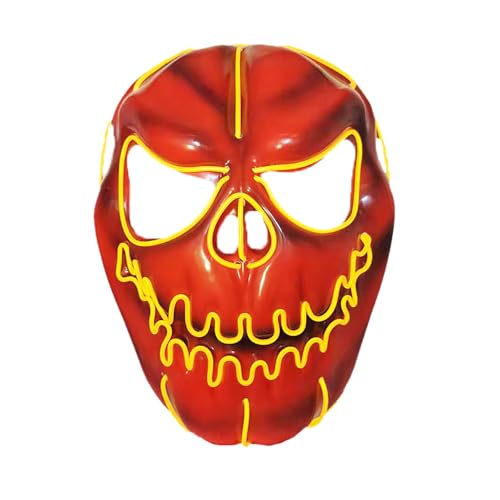 YWBleked Horror MaskenPartylicht, leuchtende LED im Dunkeln, Festival-Glühen für Halloween-Kürbis-Party Realistischer Druck (Orange, 17X23x8CM) von YWBleked