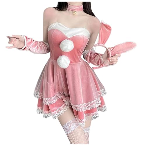 YWBleked Kleid Mittelalter Damen Halloween Rollenspiel-Bodysuit mit Hasenmotiv für Damen Yumeko Jabami Kostüm Schuluniformen Anime Cosplay Party Full Set (One Size) von YWBleked