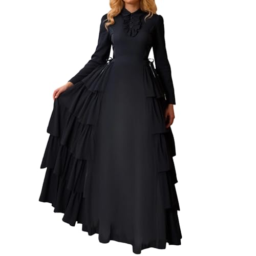 YWBleked Korsett für Halloween Elegantes Gothic Mittelalter Cosplay Kleid für Erwachsene Halloween Maskerade Party Kostüm Frauen Cosplay Kostüme Anime (Black, L) von YWBleked