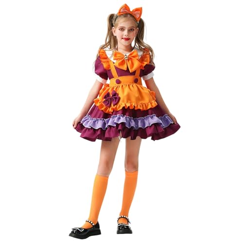 YWBleked Korsett für Halloween Halloween Cosplay Mädchen Kinder Fee Kleid Cosplay Kostüme Für Frauen Schulmädchen (Orange, XXL) von YWBleked
