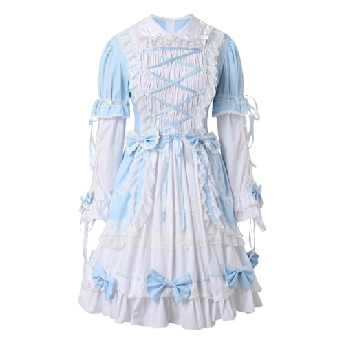 YWBleked Kostüm Damen Halloween Lolita Gothic Hofkleid Damen Prinzessin Niedlich Zweiteiliges Set Cosplay-Kostüme plus Größe (Blue, S) von YWBleked