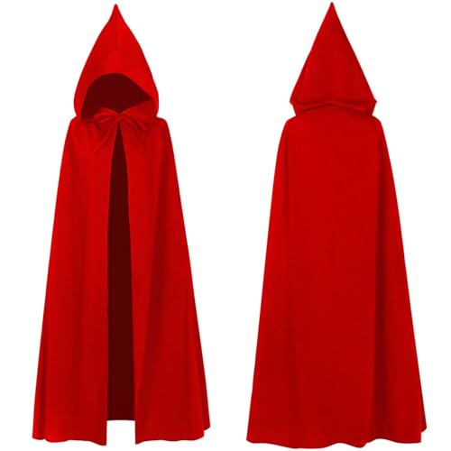 YWBleked Kostüm Halloween Herren Mittelalterlicher Umhang für Erwachsene, Halloween, Cosplay, Kostüm, Cape, Gothic, Leistung, Halloween-Party-Outfit Cosplay-Kostüme in Übergröße (Red, One Size) von YWBleked