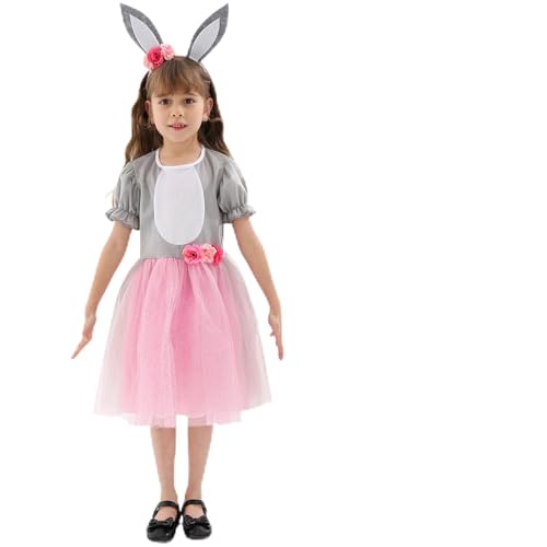 YWBleked Kostüm Halloween Kinder Grauer Hase Rollenspiel Cos Kostüm Schule Bühnenauftritt Kleid Plus Kopfbedeckung Set Osterhasen Cosplay Frauen Anime (Light Gray, M) von YWBleked
