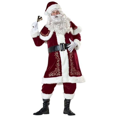 YWBleked Kostüm Halloween Komplettes 12-teiliges Weihnachtsmann-Kostümset für Weihnachts-Cosplay und Maskenball-Auftritte Bulma-Cosplay-Kostüm (Red, XXL) von YWBleked