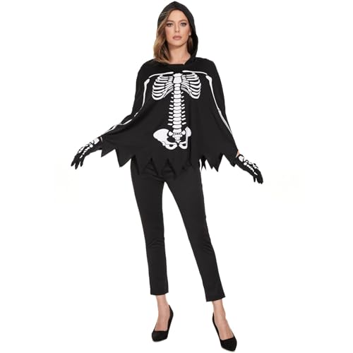YWBleked Kostüm Halloween Skelettanzug Paare Set Halloween Outfit mit Robe Hose Handschuhe für Unisex Gruseliger Spaß Mondritter Kostüm Cosplay (Grey, M) von YWBleked