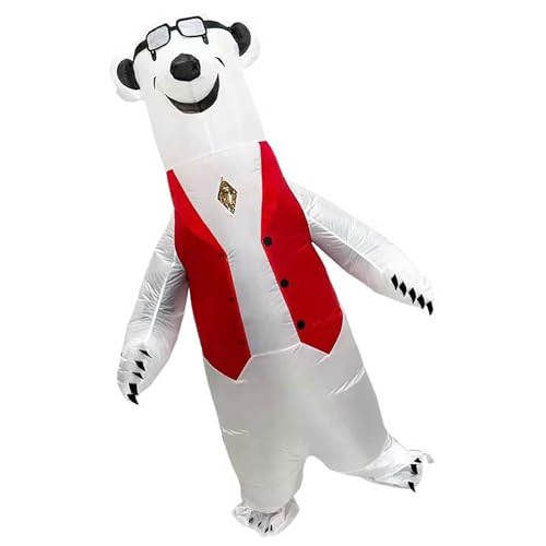 YWBleked Kostüm Halloween Süßes und lustiges aufblasbares Kostüm, aufblasbares Weihnachtskostüm für Erwachsene, batteriebetriebenes Eisbär-Set für Frauen Cosplay (White, One Size) von YWBleked