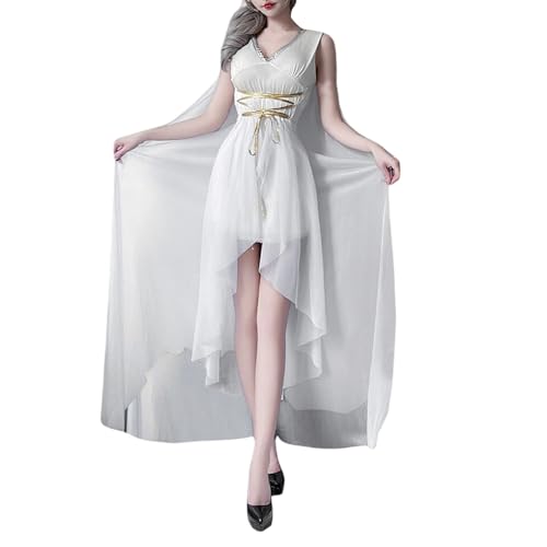 YWBleked Kostüme Halloween Elegantes Cosplay-Kostüm, Hofkleid für Rollenspiele, Bühnenpartys, Korsettkleid mit Schnürung und Taillenband Vegeta-Cosplay-Kostüm (White, S) von YWBleked