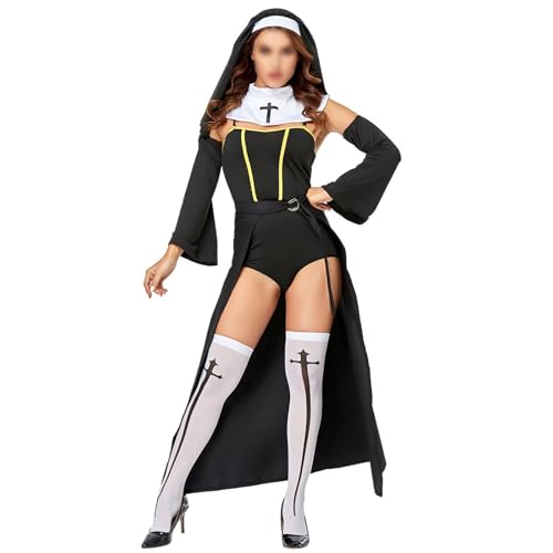 YWBleked Kostüme Halloween Verführerisches Kostüm für Frauen, Heilige Maria, Verkleidungsoutfit für Halloween, Maskenparty Viertes Hokage Kostüm Cosplay (Black, XL) von YWBleked