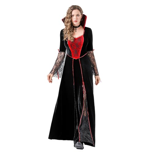 YWBleked Kostüme für Halloween Halloween Hexenkostüm für Erwachsene, Cosplay, Bühnenkostüm, Mittelalterkostüm Raubtier-Kostüm-Cosplay (Black, XXL) von YWBleked