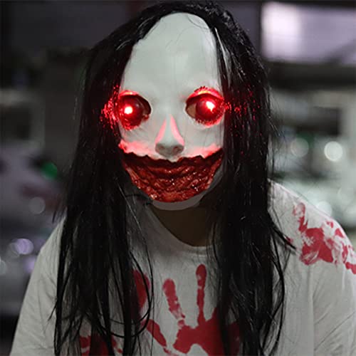 YWBleked Maske Halloween HerrenKopfbedeckung Halloween Maske mit Haaren Gesicht glühend gruselige Falscher Bart Mit Schnurrbart (B, One Size) von YWBleked