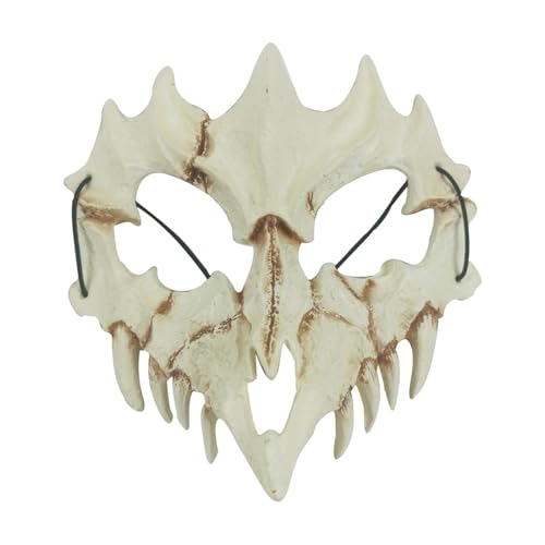 YWBleked Maske für HalloweenTier Halloween Cosplay Harz Hund Knochen Zähne Scary Wolf Werwolf Kostüm Kreis Anführer (Beige, 17x13. 5x7cm) von YWBleked