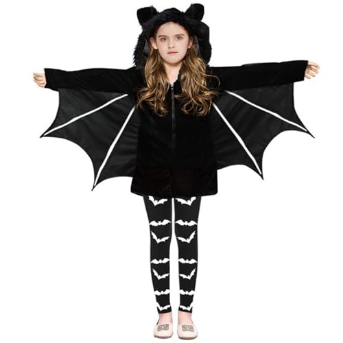YWBleked Mittelalter Kleid Damen Halloween Kinderkostüm Schwarzer Fledermausflügel Umhang Cape Top Kostüm Party Cosplay Bühnenkostüm Das Mandalorianische Kostüm Cosplay (Dark Gray, 100) von YWBleked