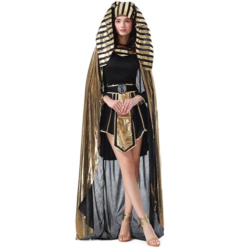 YWBleked Mittelalter Kleid Damen Kostüm Frauen Halloween Outfit Antikes römisches Kleid für Cosplay Bühnenshow Party Teufel Cosplay Kostüm (Black, L) von YWBleked