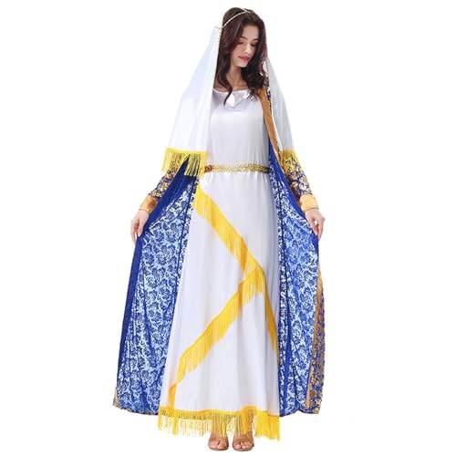 YWBleked Mittelalter Kleidung Damen Damen Halloween Mittelstil Cosplay Kostüm Elegantes Rollenspiel Outfit mit Goldfoliendruck für Bühnenshow Party Feueremblem Cosplay Kostüm (Blue, M) von YWBleked