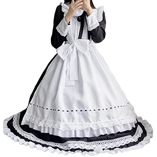 YWBleked Mittelalter Kleidung Damen Damen langes Kleid Dienerkleid Cosplay Kleid Mode süßes Mukuro Ikusaba Cosplay Kostüm (Black, L) von YWBleked