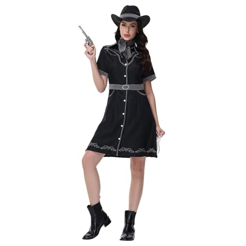 YWBleked Mittelalter Kleidung Damen Elegantes Cosplay Kleid, Gothic Lolita Kostüm für Frauen, Kleid, historische Aufführung, Halloween Party Outfit Mukuro Ikusaba Cosplay Kostüm (Black, XL) von YWBleked