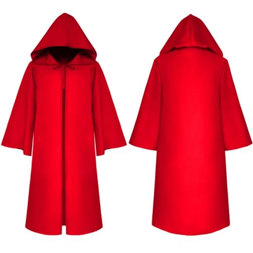 YWBleked Mittelalter Kleidung Halloween COS Kostüm Maskerade Dress Up Mantel Mittelalterlicher Kapuzenumhang Dienstmädchenkostüm Für Frauen Cosplay (Red, S) von YWBleked