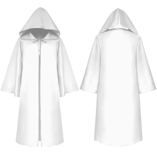 YWBleked Mittelalter Kleidung Halloween COS Kostüm Maskerade Dress Up Mantel Mittelalterlicher Kapuzenumhang Dienstmädchenkostüm Für Frauen Cosplay (White, S) von YWBleked