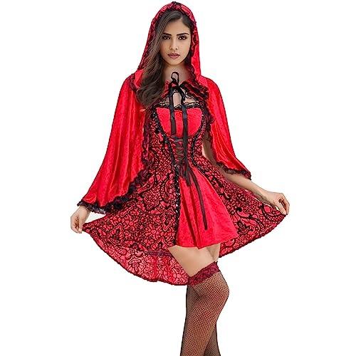 YWBleked RENAISSANCE Mittelalter Kostüm Damen Halloween Song Cape Kostüm Cosplay Sonnentropfen-Cosplay-Kostüm (Red, M) von YWBleked