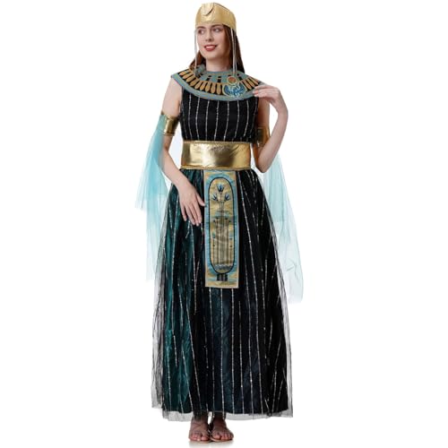 YWBleked Renaissance Kleid Griechisches Kostümkleid Mittel Cosplay Outfit für Frauen Halloween Party Feier Hohler Ritter Hohler Ritter Halloween Cosplay Kostüm (Dark Green, M) von YWBleked