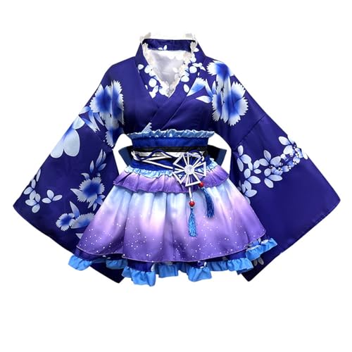YWBleked Renaissance Kleid Sommerfest Kimono, Cosplay, tägliches Yukata, modisches Performance Outfit Halloween Maske Superhelden Masken Cosplay Kostüme (Blue, One Size) von YWBleked