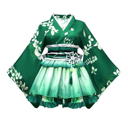 YWBleked Renaissance Kleid Sommerfest Kimono, Cosplay, tägliches Yukata, modisches Performance Outfit Halloween Maske Superhelden Masken Cosplay Kostüme (Green, One Size) von YWBleked