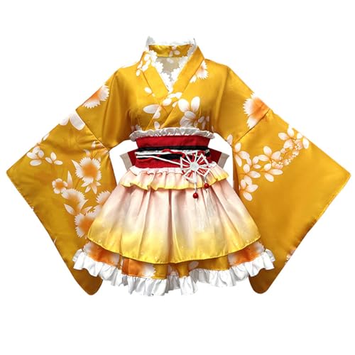 YWBleked Renaissance Kleid Sommerfest Kimono, Cosplay, tägliches Yukata, modisches Performance Outfit Halloween Maske Superhelden Masken Cosplay Kostüme (Orange, One Size) von YWBleked