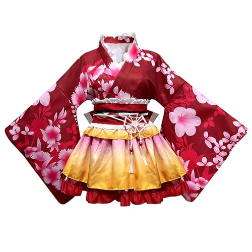 YWBleked Renaissance Kleid Sommerfest Kimono, Cosplay, tägliches Yukata, modisches Performance Outfit Halloween Maske Superhelden Masken Cosplay Kostüme (Red, One Size) von YWBleked