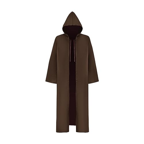 YWBleked Steampunk Herren Einfarbiges Halloween Umhangkostüm mit Langer Robe für Damen Uraraka Cosplay Kostüm (Coffee, S) von YWBleked