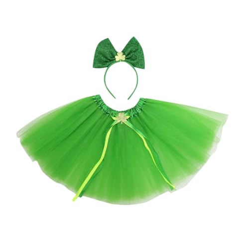 YWBleked Steampunk Herren Irisches Party Performance Kostüm St. Patrick's Day Tutu Set Grüner Netzrock 2 teiliges Set Anime Cosplay Kostüme in Übergröße Für Frauen (Green, One Size) von YWBleked