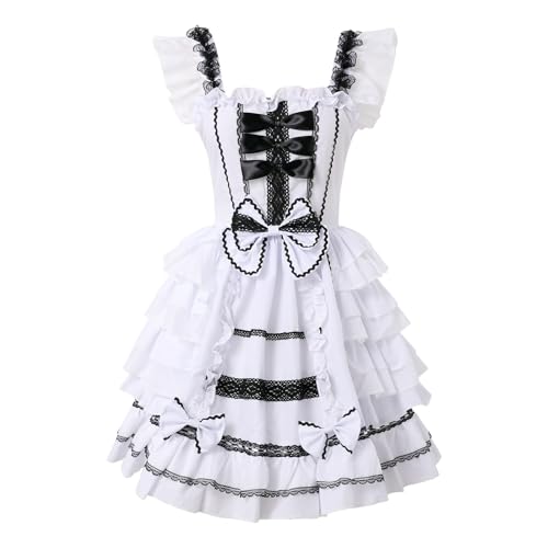 YWBleked Wikinger Kleidung Damen Süßes Lolita Kleid mit Spitzenrock und Cosplay Kostümen Himouto Umaru Chan Cosplay Kostüm (Beige, S) von YWBleked