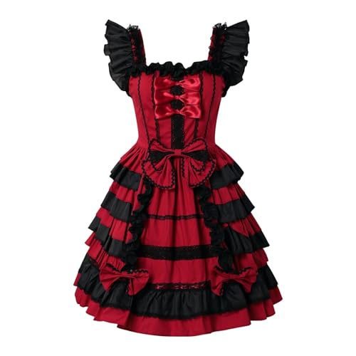 YWBleked Wikinger Kleidung Damen Süßes Lolita Kleid mit Spitzenrock und Cosplay Kostümen Himouto Umaru Chan Cosplay Kostüm (RD1, S) von YWBleked