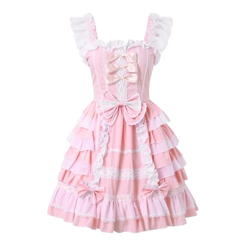 YWBleked Wikinger Kleidung Damen Süßes Lolita Kleid mit Spitzenrock und Cosplay Kostümen Himouto Umaru Chan Cosplay Kostüm (RD2, L) von YWBleked