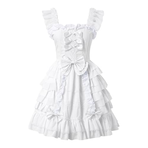 YWBleked Wikinger Kleidung Damen Süßes Lolita Kleid mit Spitzenrock und Cosplay Kostümen Himouto Umaru Chan Cosplay Kostüm (White, L) von YWBleked