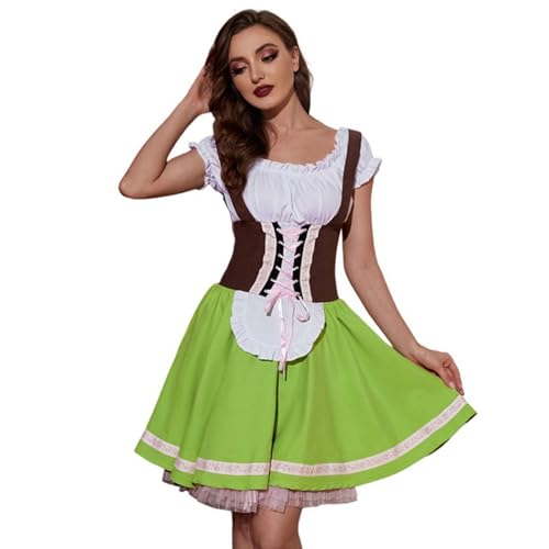 YWBleked viktorianisches Kleid Deutsches Damenkleid mit hängendem Hals und Schnürung an der Taille, Oktoberfest-Biermädchenkleid mit kleiner Schürze Kapitän Amerika Cosplay Kostüm Kinder (Green, S) YWBleked viktorianisches Kleid Deutsches Damenkleid mit hängendem Hals und Schnürung an der Taille, Oktoberfest-Biermädchenkleid mit kleiner Schürze Kapitän Amerika Cosplay Kostüm Kinder (Green, S) von YWBleked