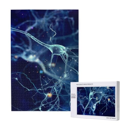 3D Gehirnzelle Neuron Neurologie,1000 Teile Holzpuzzle Familienspiel Puzzle für Erwachsene und Jugendliche von YWSOTRE