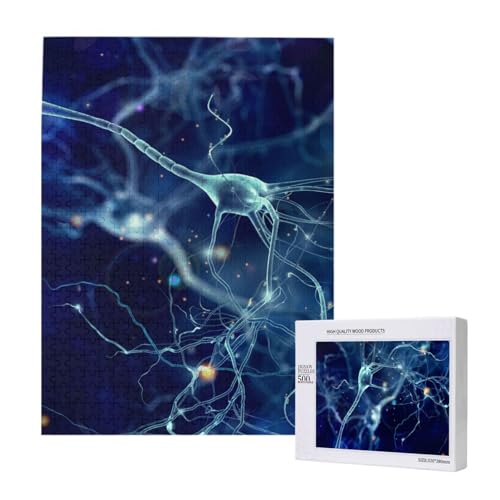 3D Gehirnzelle Neuron Neurologie,500 Teile Holzpuzzle Familienspiel Puzzles für Erwachsene und Jugendliche von YWSOTRE