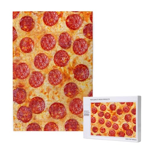 3D-Pizza Peperoni,1000 Teile Holzpuzzle Familienspiel Puzzle für Erwachsene und Jugendliche von YWSOTRE