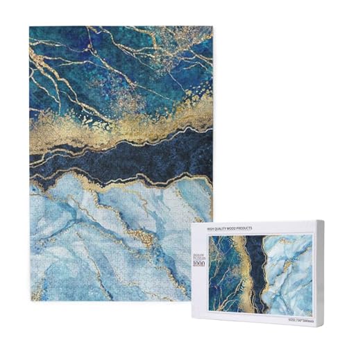 Abstrakte Farbe Gold Glitter Blau Marmor,1000 Teile Holzpuzzle Familienspiel Puzzle für Erwachsene und Jugendliche Abstrakte Farbe Gold Glitter Blau Marmor,1000 Teile Holzpuzzle Familienspiel Puzzle für Erwachsene und Jugendliche von YWSOTRE